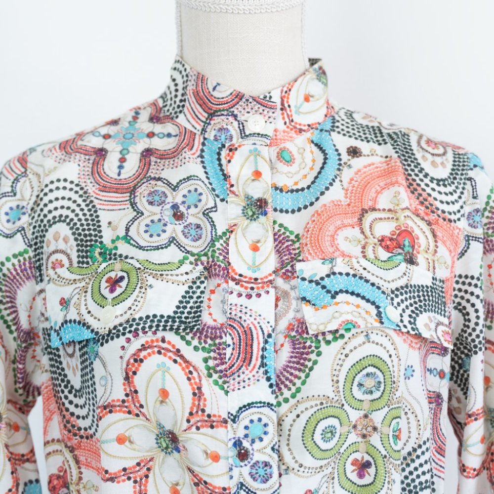 Etcetera Silk Collared Geometric Print Lightweigh… - image 2